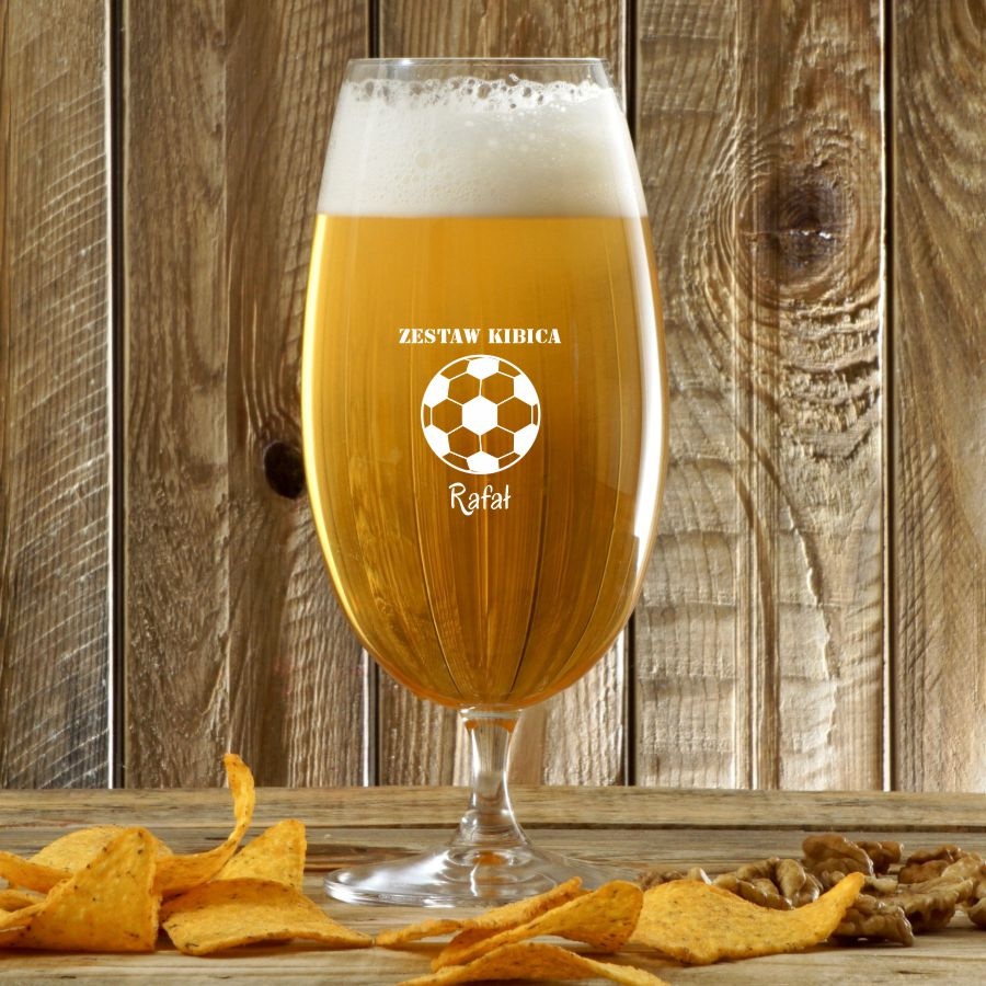 Personalizowany Pokal do piwa 680 ml z grawerem ZESTAW KIBICA