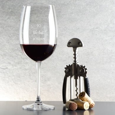 Kieliszek grawerowany do wina 640 ml  URODZINOWE FAJERWERKI prezent personalizowany z okazji urodzin