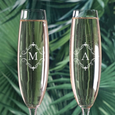 Personalizowane kieliszki do szampana dla Par INICJAŁY (x2)