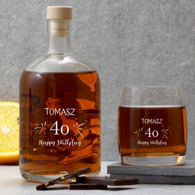 Prezent na urodziny Personalizowany Tumbler Szklanka do whisky Happy Birtday Tomasz