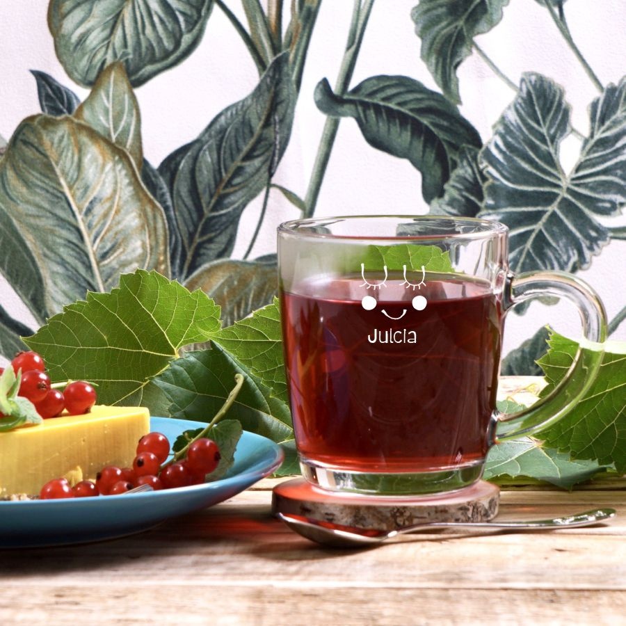 Personalizowany Kubek szklany do herbaty Buzia Dziewczynki- Julcia