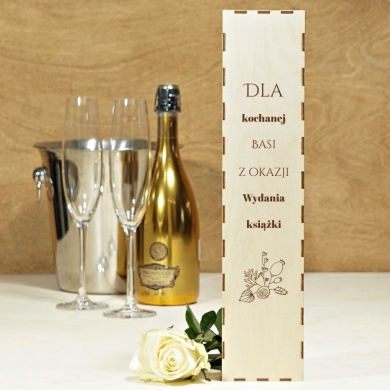 Personalizowane Pudełko prezentowe z pokrywą na wysoki Kieliszek do szampana i grawerowaną osobistą dedykacją NA RÓŻNE OKAZJE