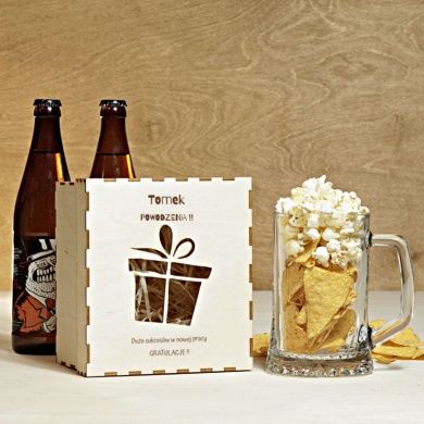 Personalizowane Pudełko prezentowe z wieczkiem na kufel do piwa  z grawerem WŁASNA DEDYKACJA