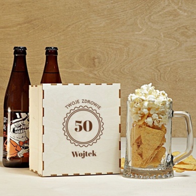 Personalizowane Pudełko prezentowe z pokrywą pasujące na duży kufel do piwa  TWOJE ZDROWIE