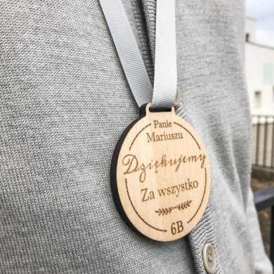 Prezent dla Nauczyciela Medal drewniany personalizowany z grawerem Dziękujemy Za Wszystko- brzoza skandynawska