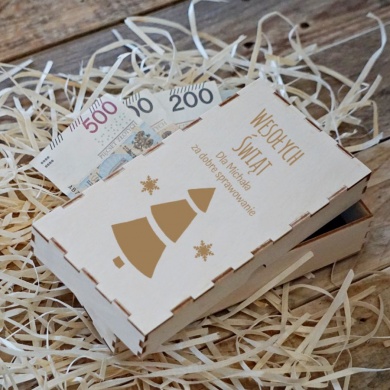 Personalizowane Pudełko drewniane na pieniądze Za Dobre Sprawowanie Prezent dla dziecka na Święta -2