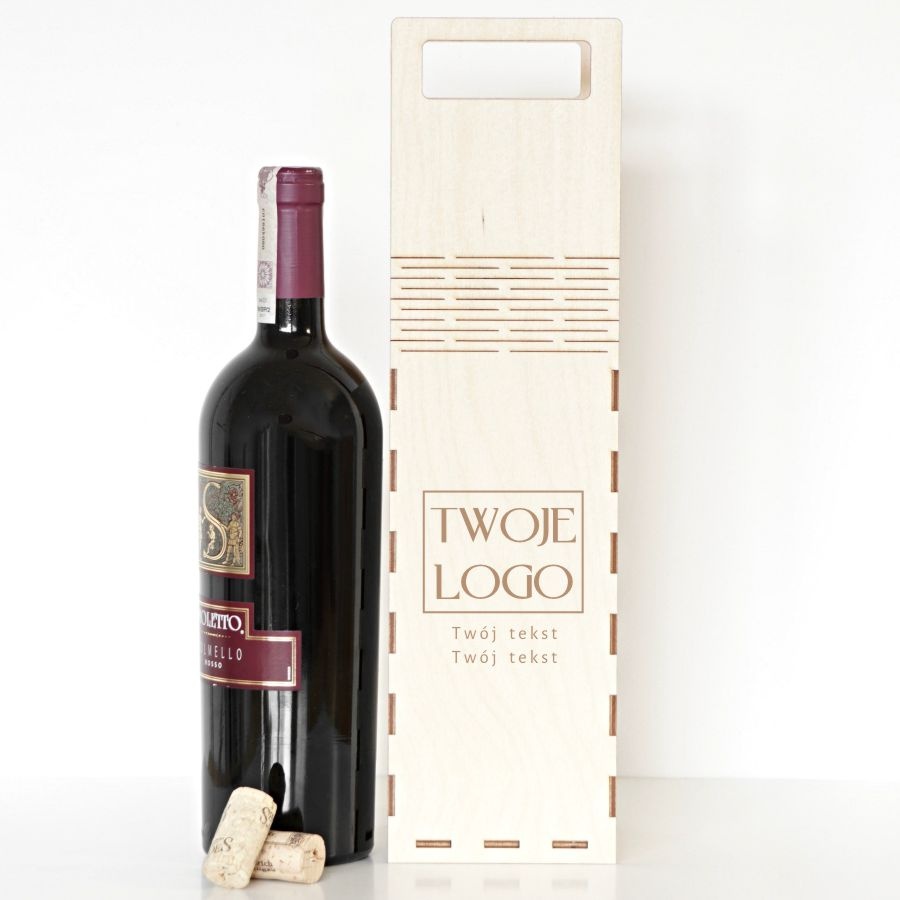 Personalizowane nosidło drewniane na wino z grawerem LOGO FIRMY