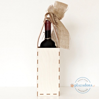 Personalizowane nosidło drewniane na wino z grawerem LOGO FIRMY wstążka z juty