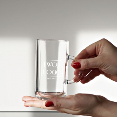 Personalizowany kubek szklany z grawerem LOGO styl i design