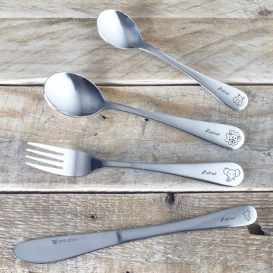 Grawerowane sztućce na Chrzest Moje ZOO spersonalizowane imieniem