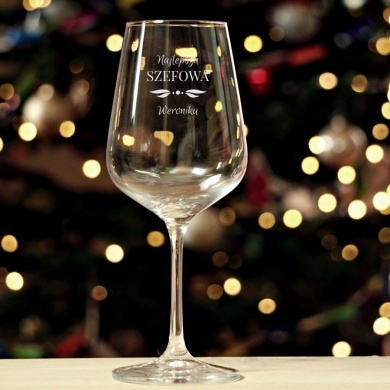 Personalizowany Kieliszek do wina z grawerem Prezent Dla Szefowej