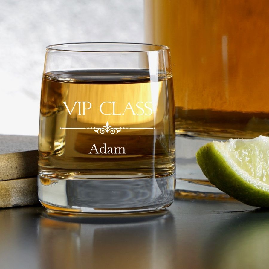Grawerowane Kieliszki do wódki z grubym dnem VIP CLASS personalizowany prezent dla kumpla (x4)