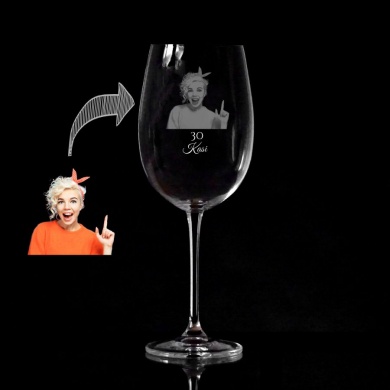 Grawerowany Kieliszek do wina XXL Twój Portret personalizowany fotoprezent