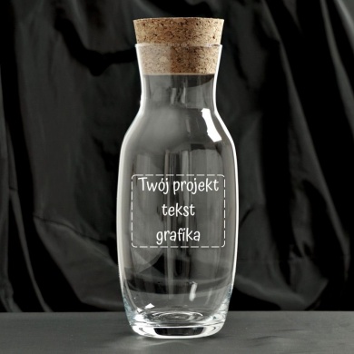 Grawerowana Karafka z naturalnym korkiem do wody i napojów Twój Projekt