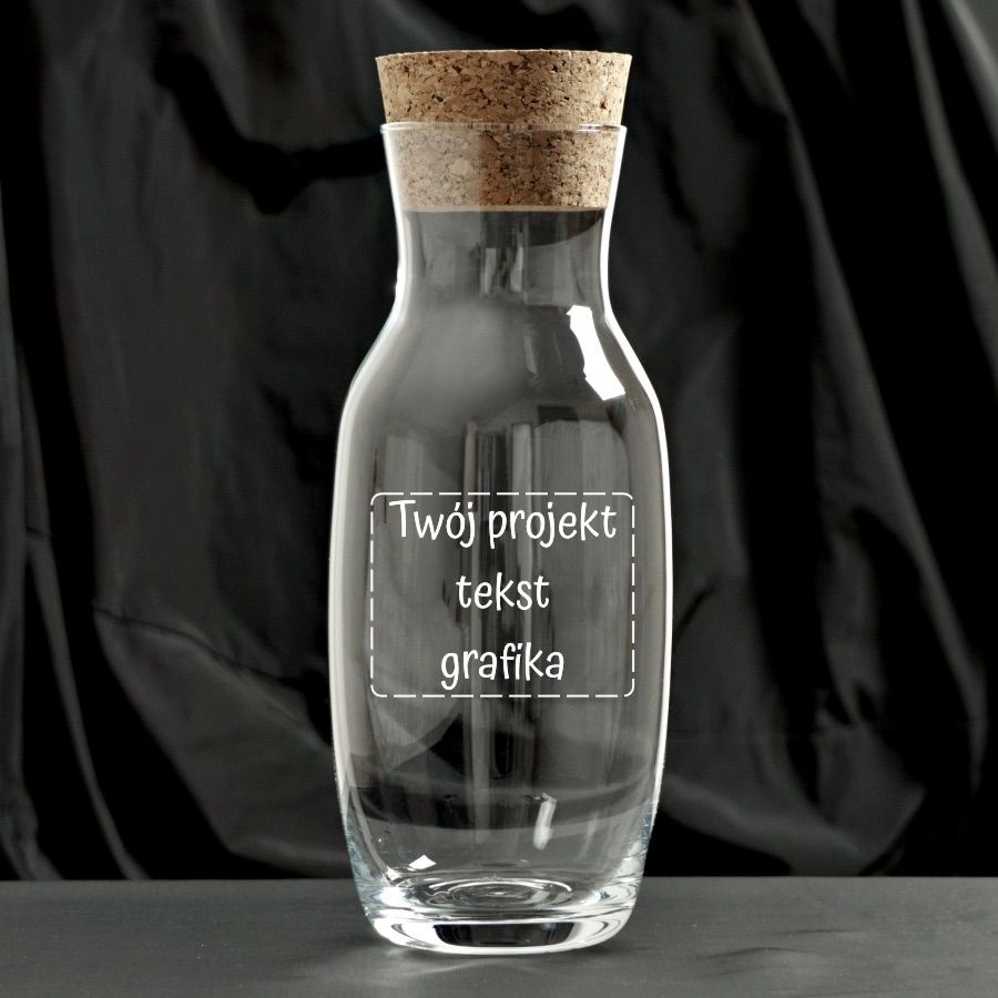 Grawerowana Karafka o pojemności 1000 ml z naturalnym korkiem do wody i napojów Twój Projekt